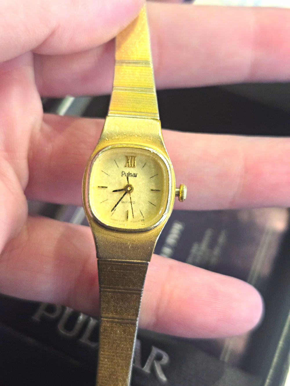 Pulsar Women's Quartz Analog Gold Tone Bracelet W/box Vintage 80s